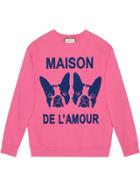 Gucci Maison De L'amour Sweatshirt With Bosco And Orso - Pink &