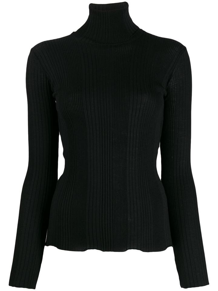 Roberto Collina Ribbed Roll Neck Jumper - Black