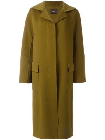 Odeeh Long Three-button Coat, Women's, Size: 36, Green, Cashmere/wool