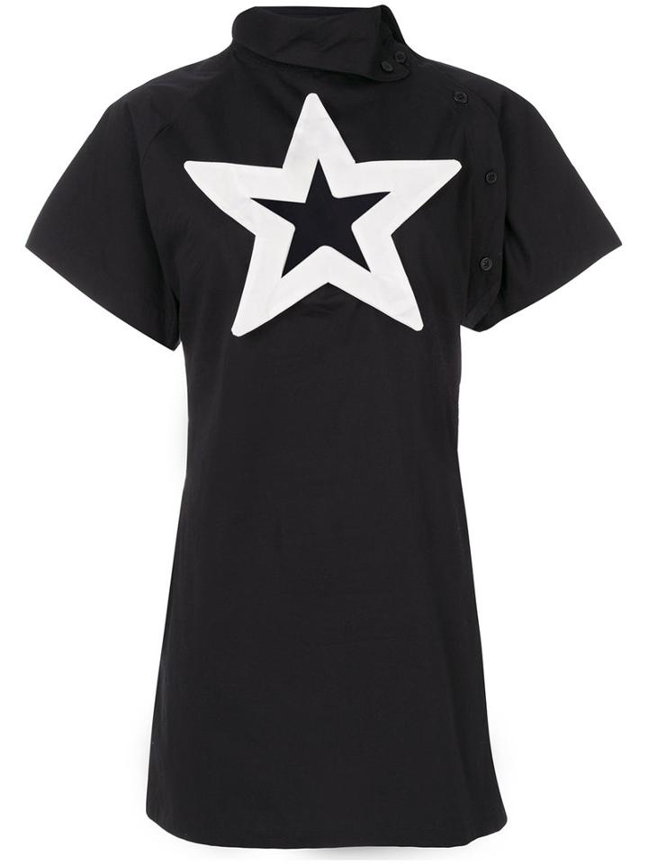 Ktz - Star Cut-out Dress - Women - Cotton - Xs, Black, Cotton