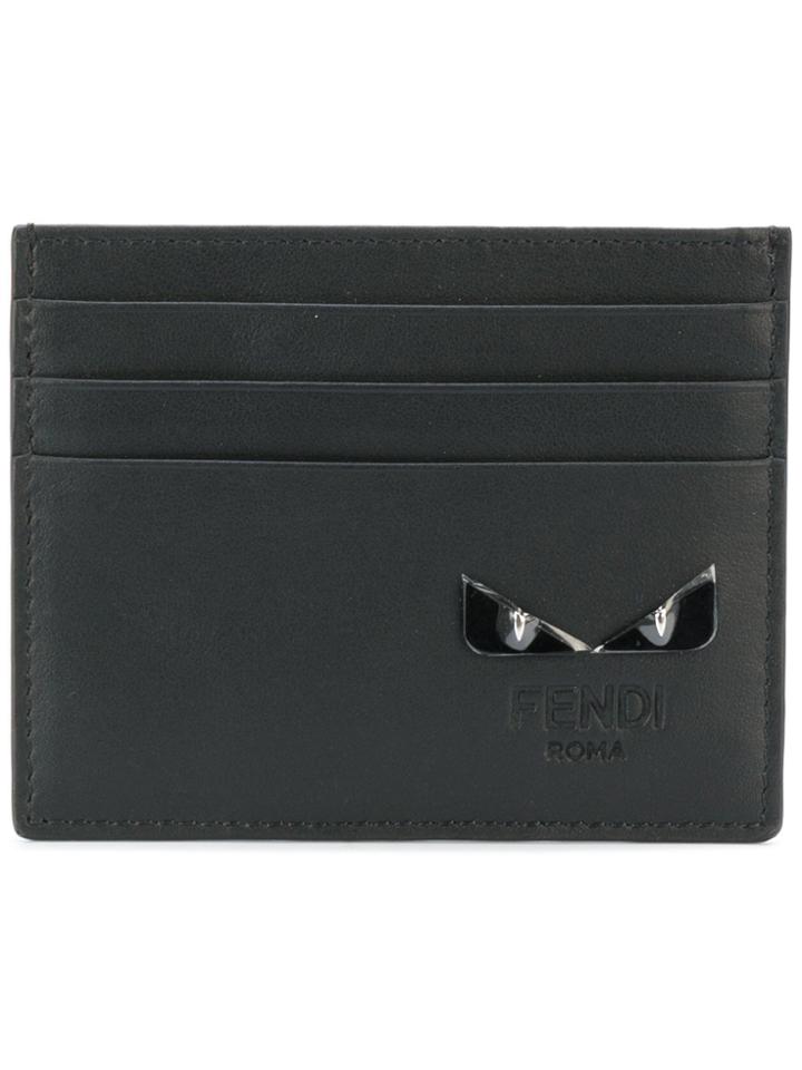 Fendi Eyes Embroidered Cardholder - Black