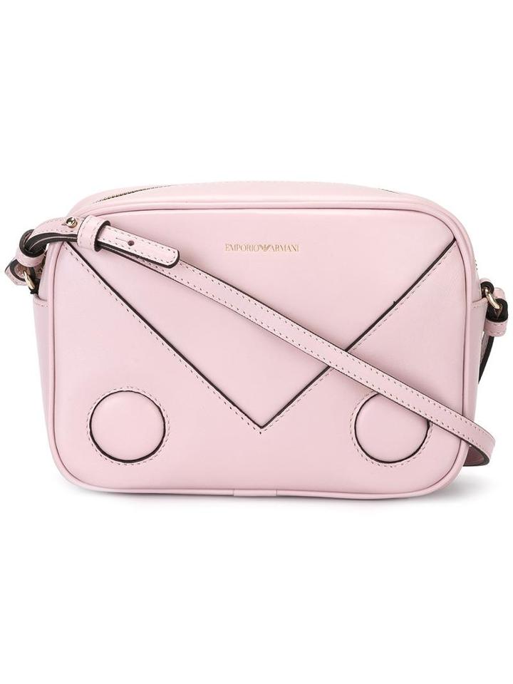 Emporio Armani Embossed Logo Cross Body Bag, Women's, Pink/purple, Leather