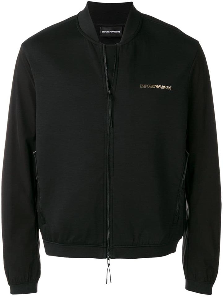 Emporio Armani Logo Print Bomber Jacket - Black