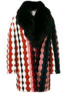 Giada Benincasa Fur Collar Embroidered Coat - Multicolour