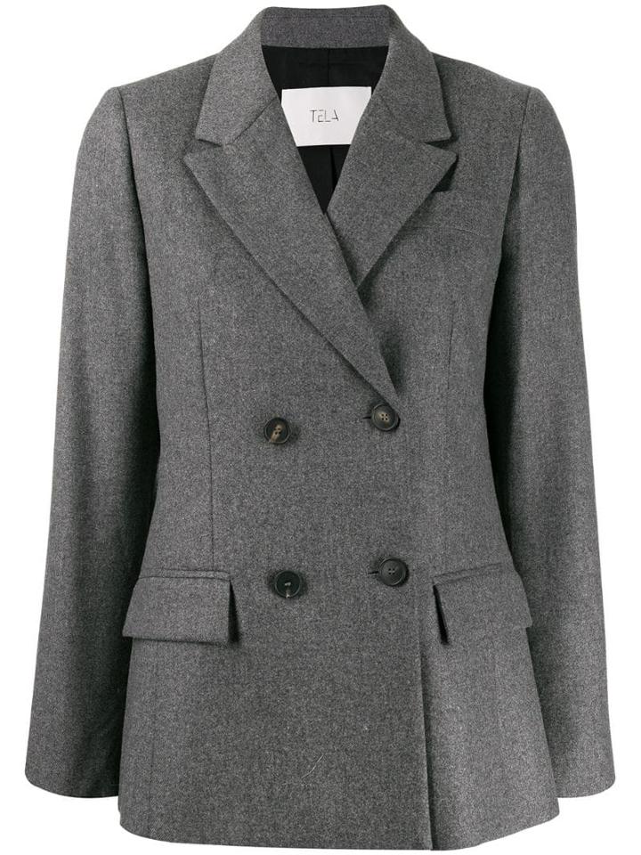 Tela Double-breasted Jacket - Grey