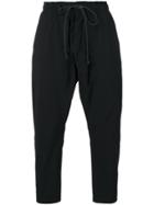Attachment Tapered Cropped Trousers - Black