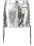 Filles A Papa - Metallic (grey) Lace Up Skirt - Women - Lamb Skin/polyester - 1, Women's, Lamb Skin/polyester