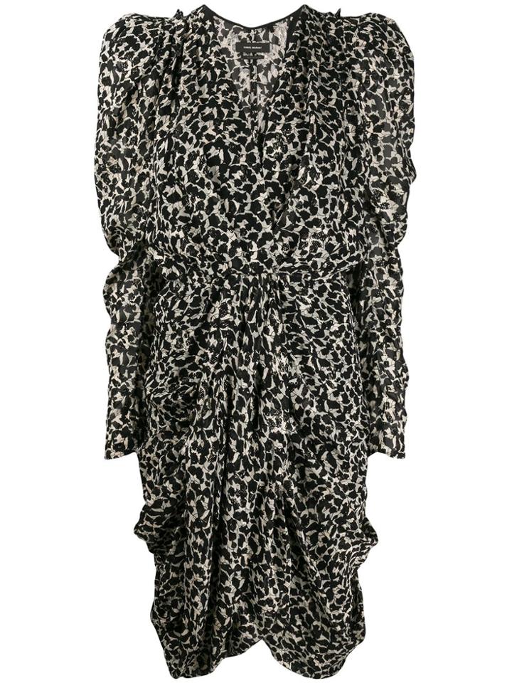 Isabel Marant Issolya Leopard-print Ruched Dress - White