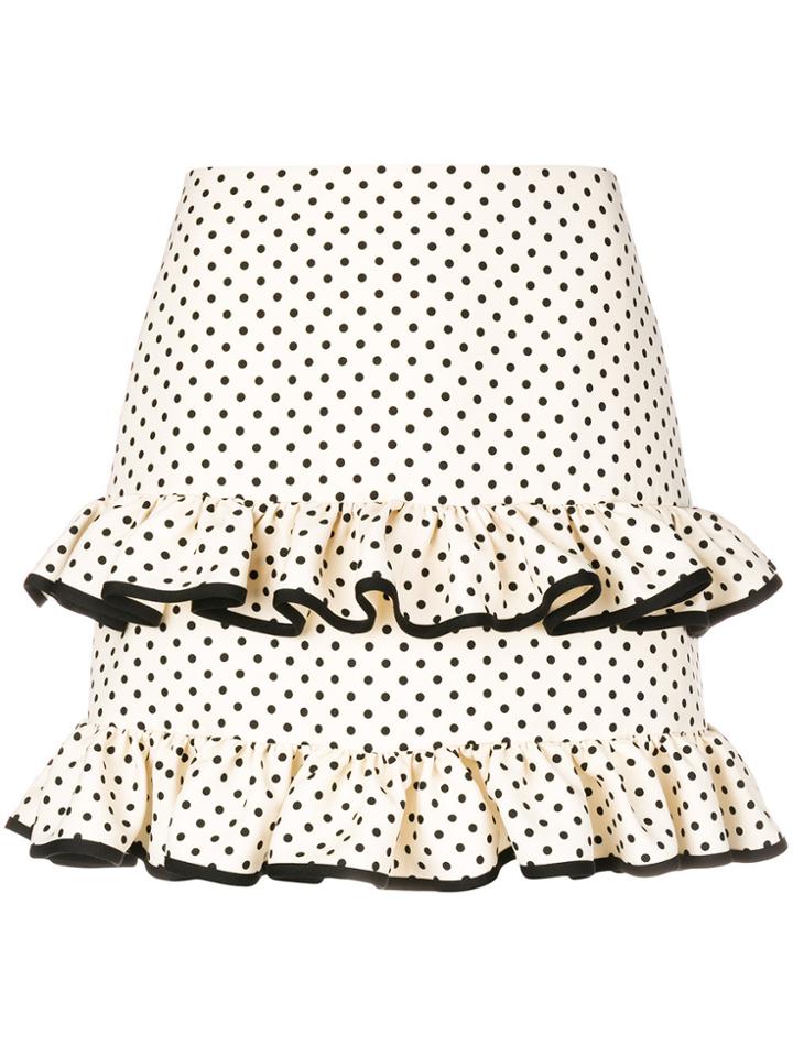 Valentino Polka Dot Frilled Skirt - Nude & Neutrals