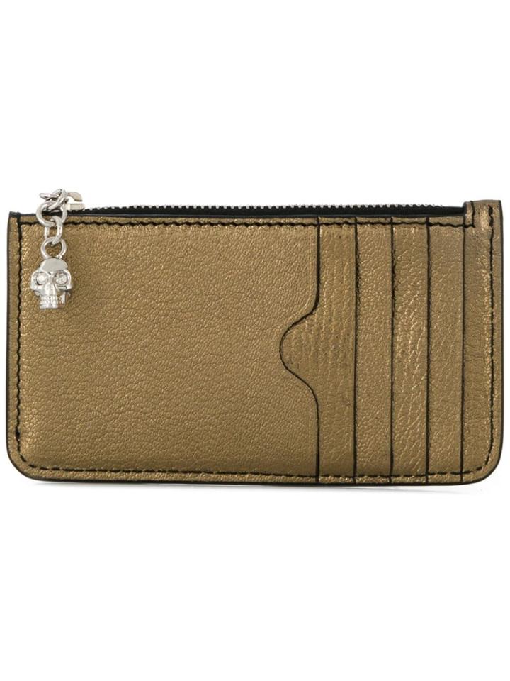 Alexander Mcqueen Skull Zipped Cardholder - Gold