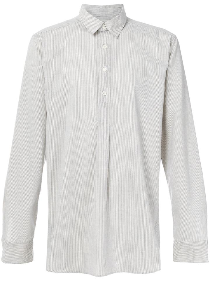 Kent & Curwen Striped Henley Shirt - Grey