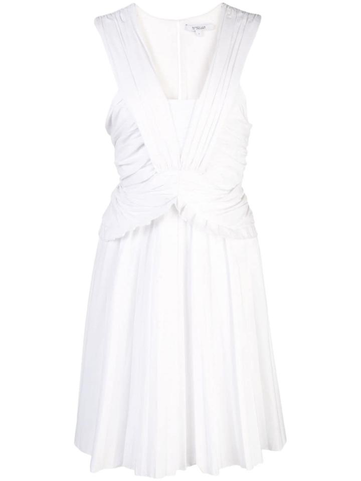 Derek Lam 10 Crosby Ruched Pleated Cotton Poplin Mini Dress - White