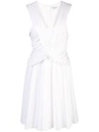 Derek Lam 10 Crosby Ruched Pleated Cotton Poplin Mini Dress - White