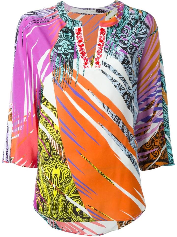 Etro Abstract Print Top, Women's, Size: 44, Pink/purple, Silk/glass/viscose