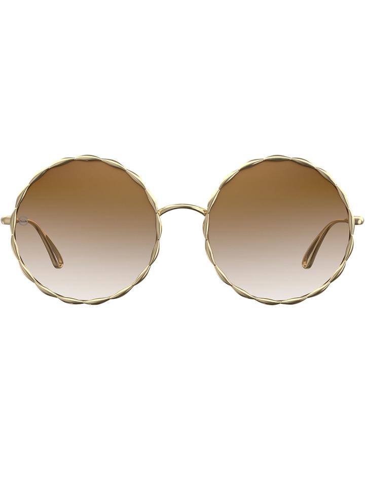 Elie Saab Gradient Round Sunglasses - Brown