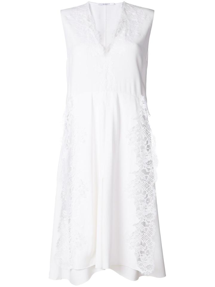 Givenchy Sleeveless Lace Trim Midi Dress - White