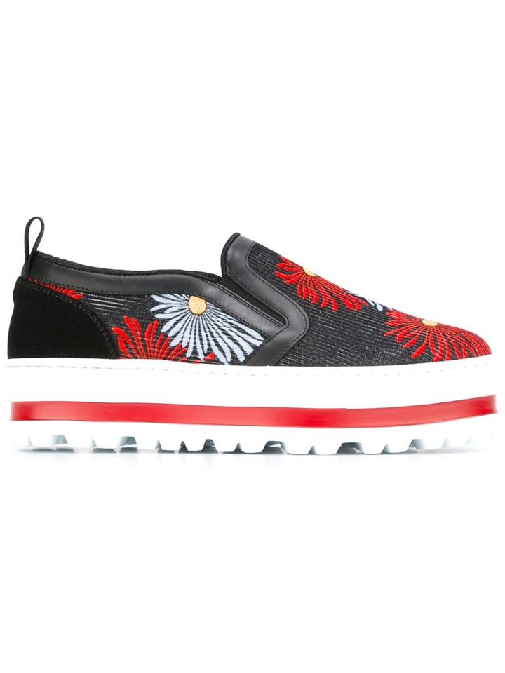 Msgm Floral Slip-on Platform Sneakers