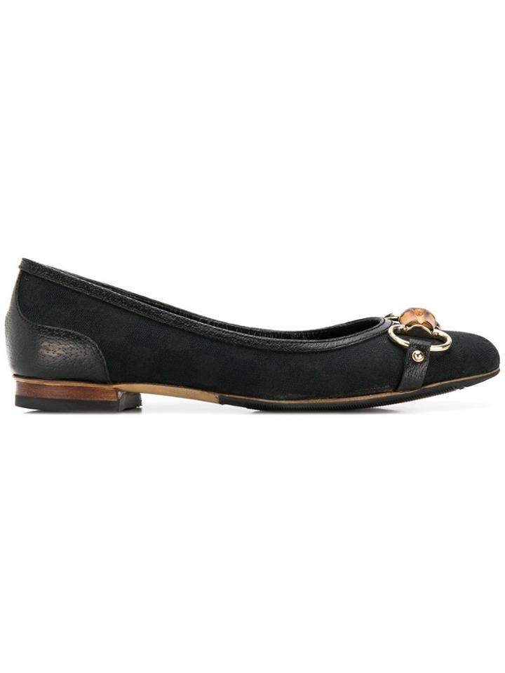 Gucci Vintage Bamboo Detail Ballerina Shoes - Black