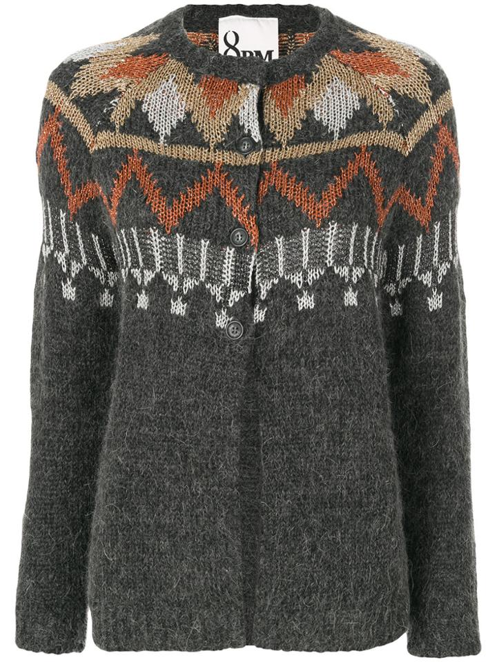 8pm Metallic Crewneck Cardigan - Grey