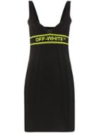 Off-white Contrasting Yellow Logo Knitted Mini Dress - Black