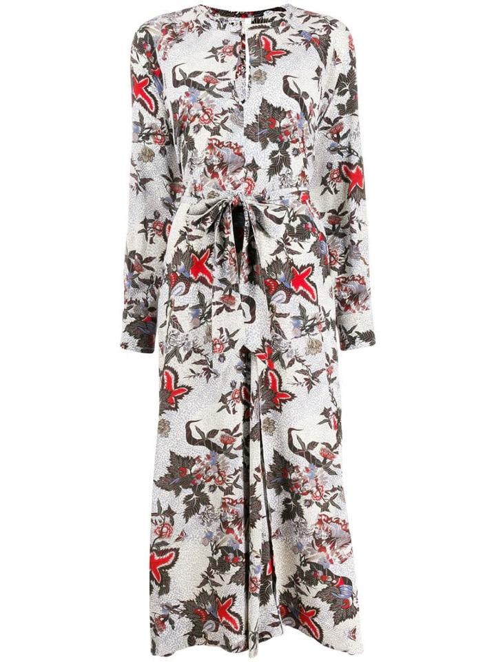 Isabel Marant Floral Print Tie-waist Dress - Neutrals