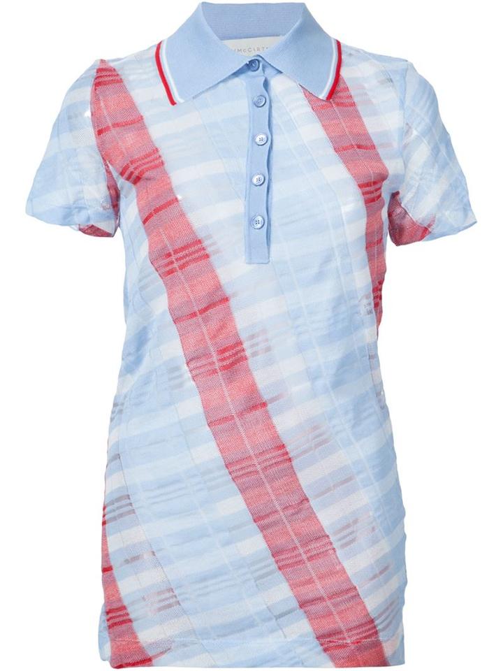 Stella Mccartney Transparent Checks Polo Shirt, Women's, Size: 40, Blue, Cotton/polyamide