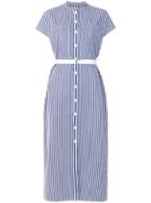 Joseph Belted Striped Midi Shirt Dress - Blue