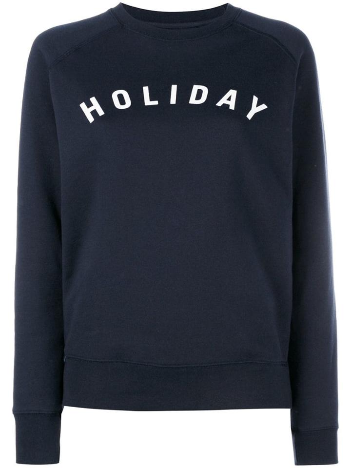 Holiday Logo Printed Cotton Sweatshirt - Blue