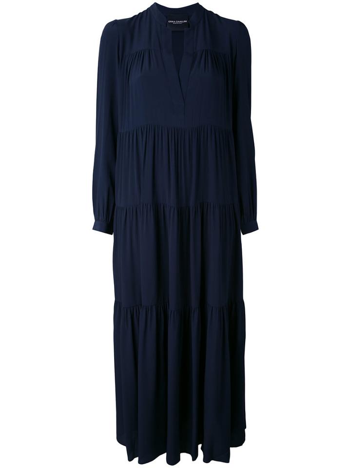 Erika Cavallini - Ruched Dress - Women - Silk/acetate - 40, Blue, Silk/acetate