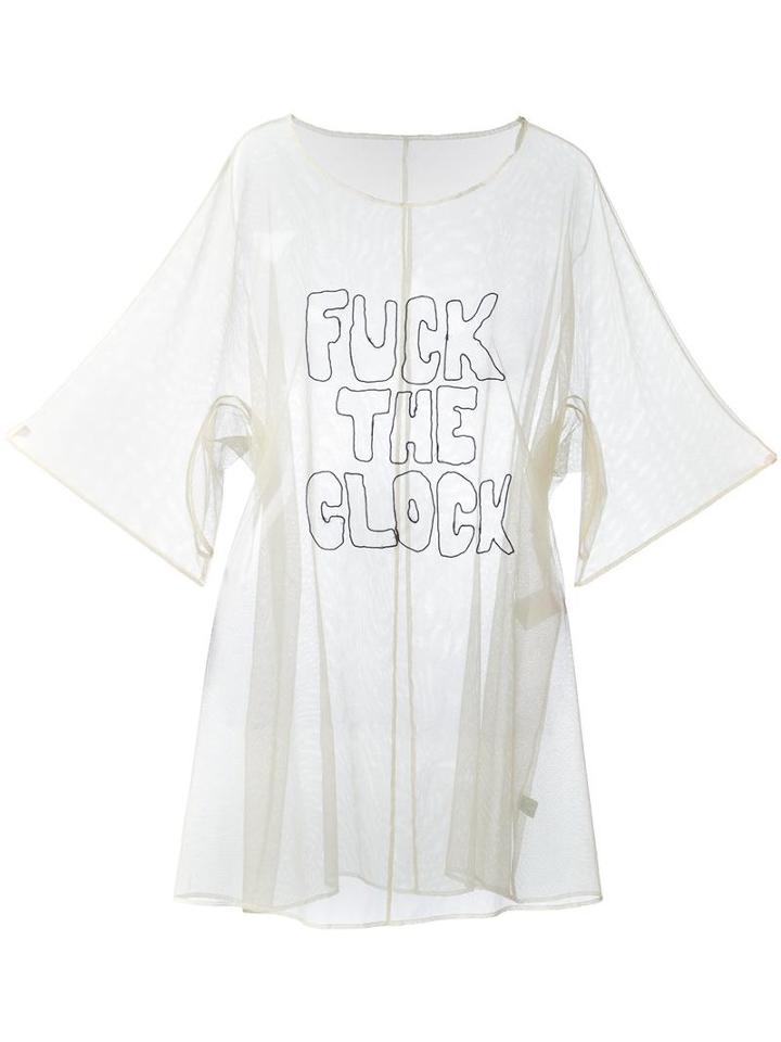 Undercover Mesh Embroidered Oversized T-shirt, Women's, Nude/neutrals, Cotton