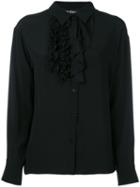Boutique Moschino - Ruffled Detail Shirt - Women - Silk/rayon - 44, Black, Silk/rayon