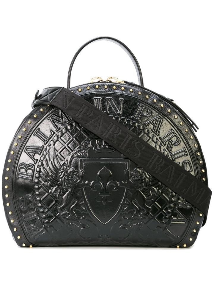 Balmain Logo Medallion Drum Bag - Black