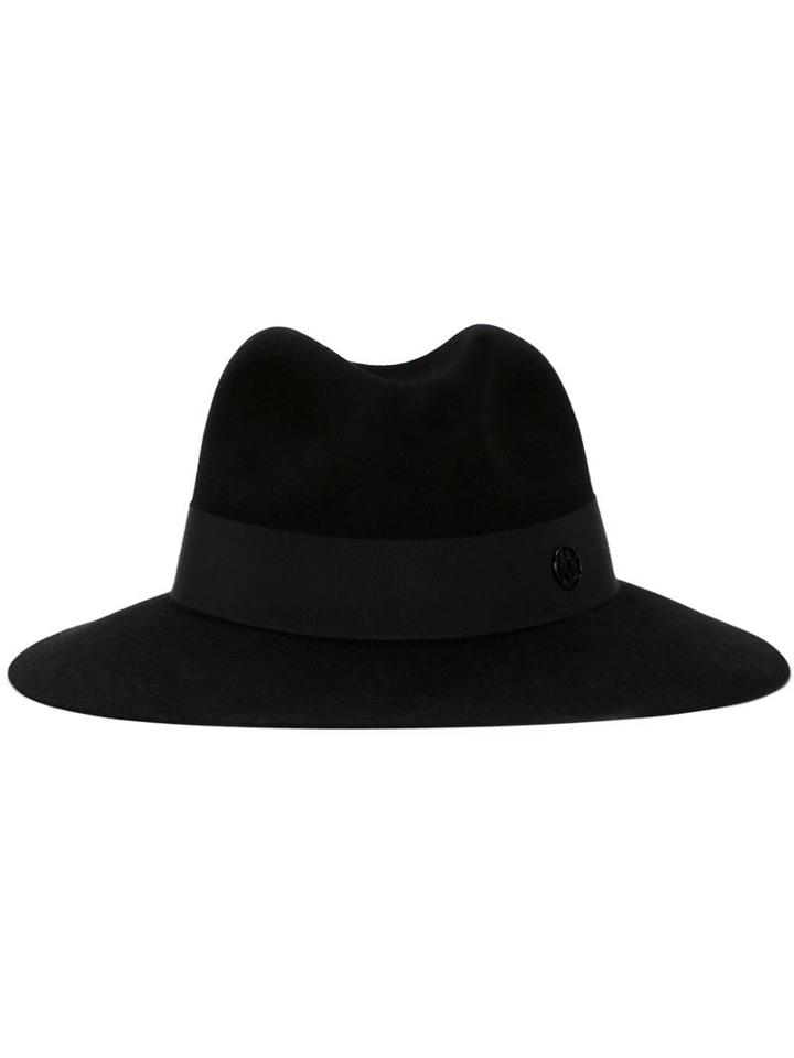 Maison Michel Classic Fedora Hat, Women's, Size: Large, Black, Cotton/rabbit Felt