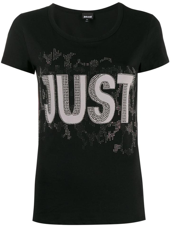 Just Cavalli Studded Logo Slim-fit T-shirt - Black