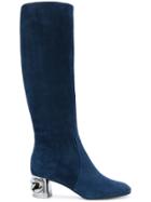 Casadei Metallic Heel Under-the-knee Boots - Blue