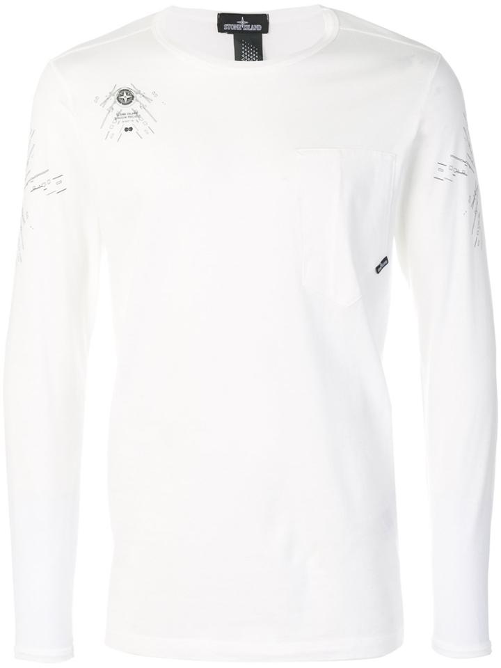 Stone Island Shadow Project Printed Long Sleeve Top - White