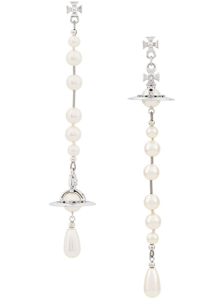Vivienne Westwood Broken Pearl Drop Earrings - Silver