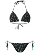 Brigitte Printed Triangle Bikini Set, Women's, Size: Medium, Black, Polyamide/spandex/elastane