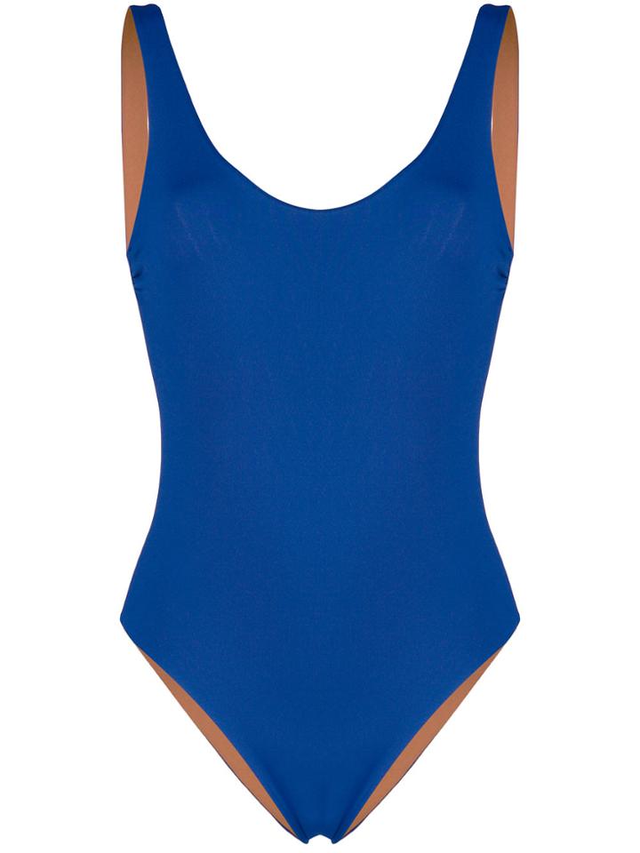 Fisico Reversible Ruched Side Swimsuit - Blue