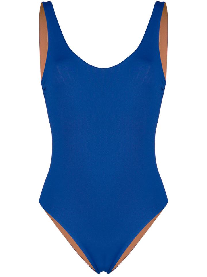 Fisico Reversible Ruched Side Swimsuit - Blue