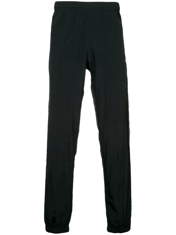 Champion Logo Side Stripe Track Pants - Black