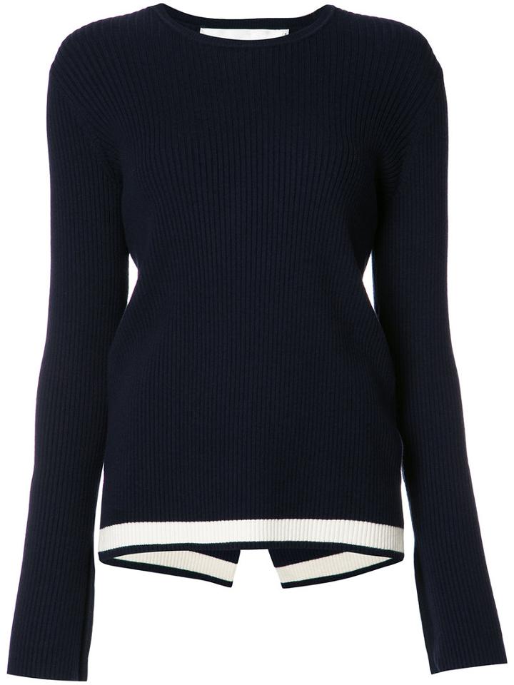 Victoria Victoria Beckham Ribbed Knit Jumper, Women's, Size: 10, Blue, Cotton/nylon/spandex/elastane/wool