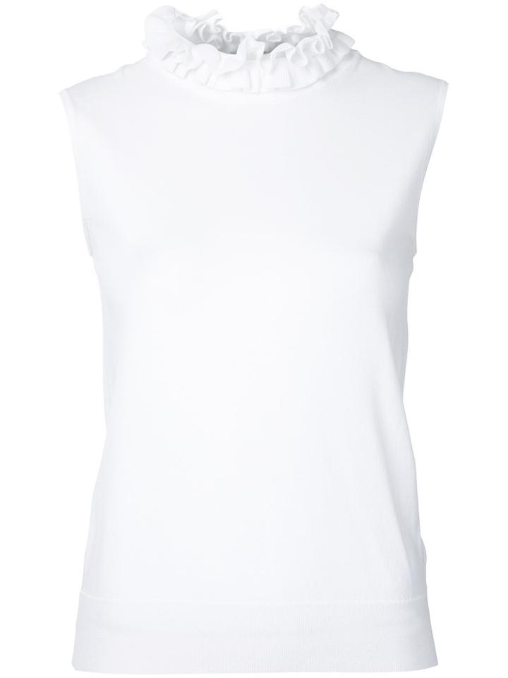 Le Ciel Bleu - Frill Neck Top - Women - Nylon/rayon - 36, White, Nylon/rayon