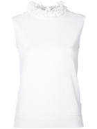 Le Ciel Bleu - Frill Neck Top - Women - Nylon/rayon - 36, White, Nylon/rayon