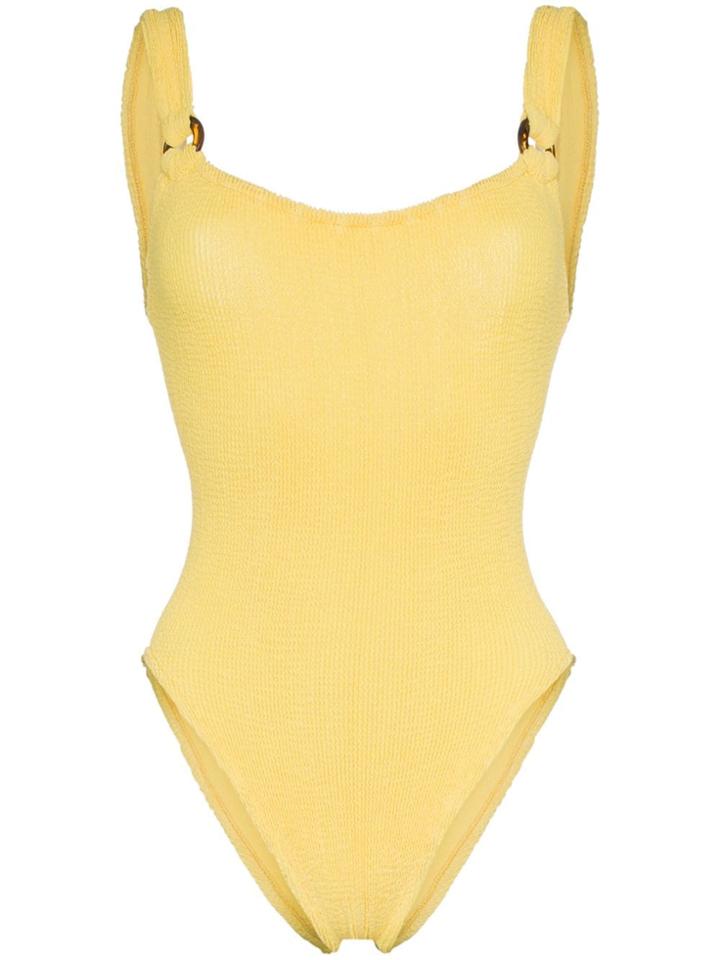 Hunza G Domino Ring Detail Strap Scoop Back Swimsuit - Yellow