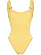 Hunza G Domino Ring Detail Strap Scoop Back Swimsuit - Yellow