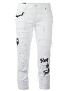 Dsquared2 - Glam Head Embroidered Jeans - Women - Cotton/spandex/elastane - 40, Women's, White, Cotton/spandex/elastane