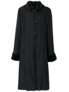 Liska Hooded Fur Lined Coat - Black