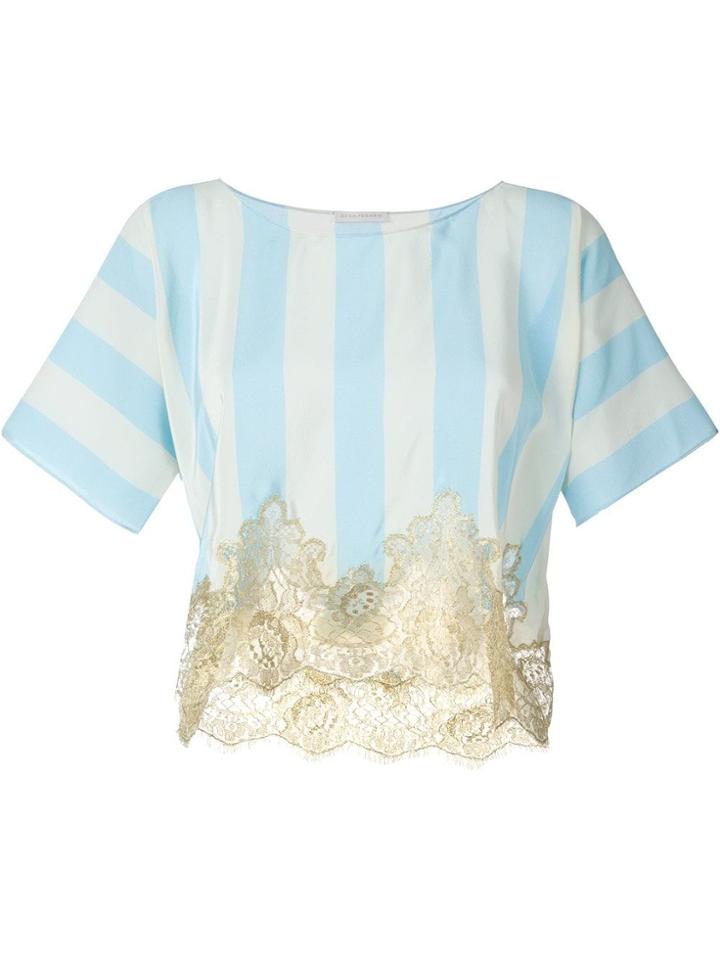 Rosamosario Lace Application Striped T-shirt - Blue
