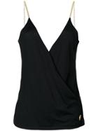 Balmain Chain Strap Plunge Neck Cami - Black